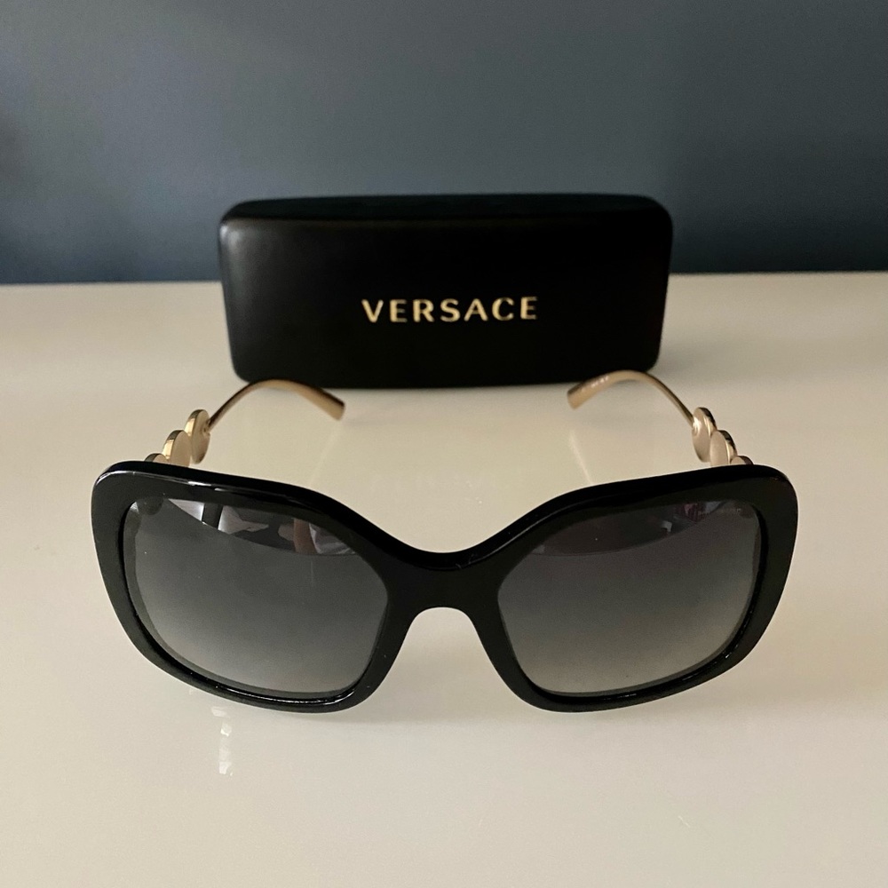 Versace Black and Gold Oversized Women's Sunglasses